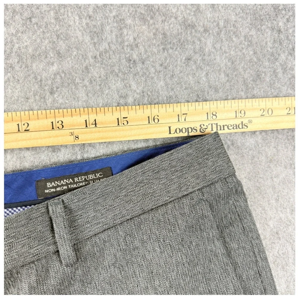Banana Republic Dress Pants Mens 36x31 Gray Heather Tailored Slim Fit‎ Non Iron